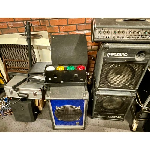 79 - A large collection of DJ/Entertainers equipment, to include a Realistic sound mixer SSM-2200, a Carl... 