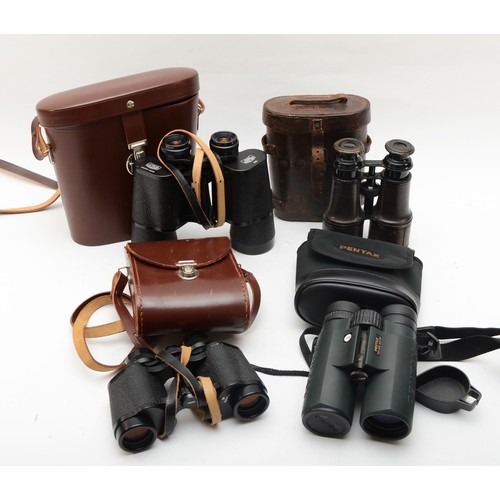 147 - Four pairs of cased binoculars Carl Zeiss Jenoptem 10x50, Carl Zeiss Jenoptem 8x30, Pentax 10x43 and... 