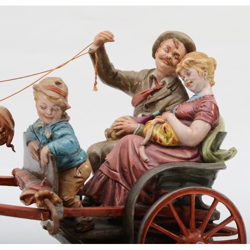 A 20th century Capodimonte painted porcelain figural group, The