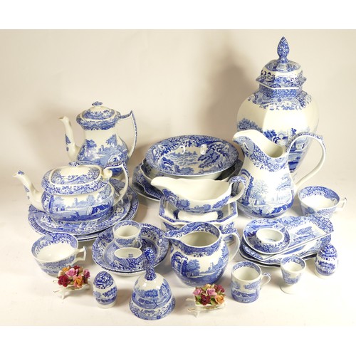 179 - Two boxes of 20th century Spode Italian blue and white dinnerware, to include kettle, bowls, lidded ... 