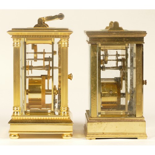 209 - A 20th century Fox & Simpson brass cased carriage clock, 16cm high together with a 20th century Fren... 