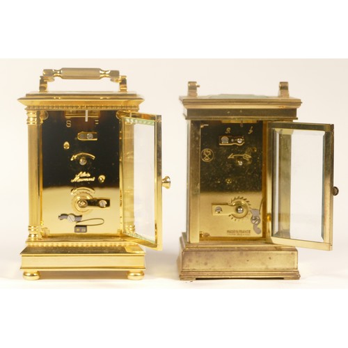 209 - A 20th century Fox & Simpson brass cased carriage clock, 16cm high together with a 20th century Fren... 