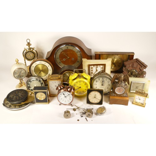 A collection of mid 20th century and later mantel clocks, having manual