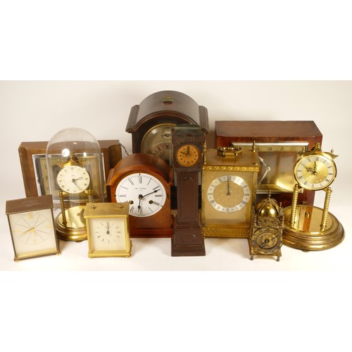 A collection of mid 20th century and later mantel clocks, having manual