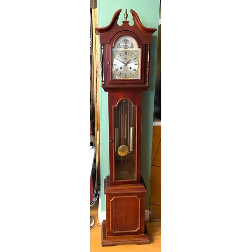 294 - A modern Tempus Fugit longcase clock, the manual wind movement replaced with a quartz movement, 186c... 