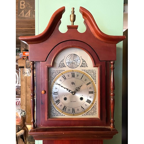 294 - A modern Tempus Fugit longcase clock, the manual wind movement replaced with a quartz movement, 186c... 