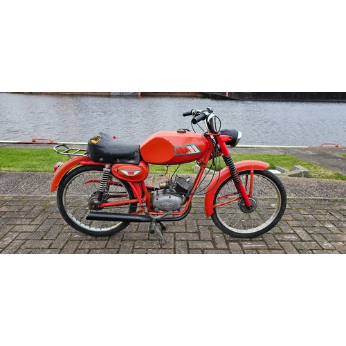 1957 FMB Telaimotor, 47cc. Registration number not registered. Frame number FMB 3PS *2329*. Engine number not found.
Sold with the Italian Certificato per Clomotor.
Post WWII there were many small motorcycle manufacturers in Italy getting people to work,, this included the Bologna firm run by Umberto Fantini and Athos Busi. They offered a range of small machines which used propriety engines such as Benelli and Motori Minarelli until the early 1980's.
This example has been in the UK for many years and comes with its original Certificato, last stamped in 1999. It will make an interesting restoration project.