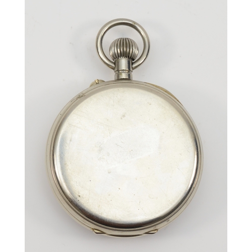 77 - A vintage silver plated cased key less wind open faced pocket watch, Wray Son & Perry, 38 New Street... 