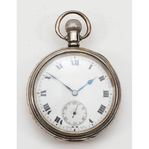 80 - A George V silver cased open faced key less wind pocket watch, by Dennison Watch Case Co, Birmingham... 