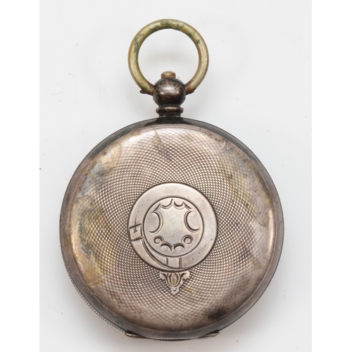 81 - H.E. Peck, London, a 935 silver cased open faced key wind pocket watch, the enameled dial set with A... 