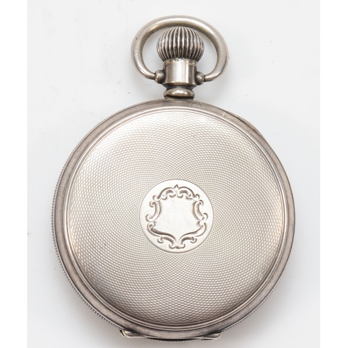 82 - A George V silver cased open faced key less wind pocket watch, by Dennison Watch Case Co, Birmingham... 