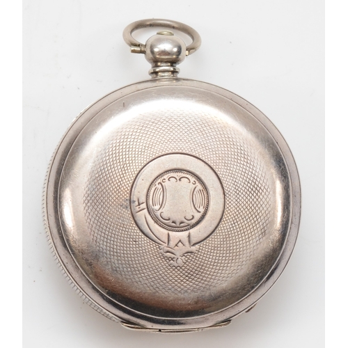 83 - An early 20th century silver cased open faced key wind pocket watch, the enameled dial set with Arab... 