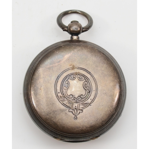 84 - Thomas Russel & Son, a silver cased open faced key wind pocket watch, Chester 1891, the enameled dia... 