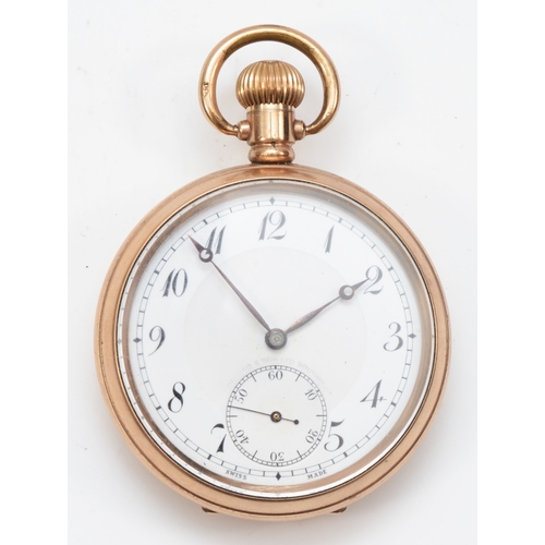 85 - Connard & Son LTD, Southport, a gold plated open faced key less wind pocket watch, the enameled dial... 