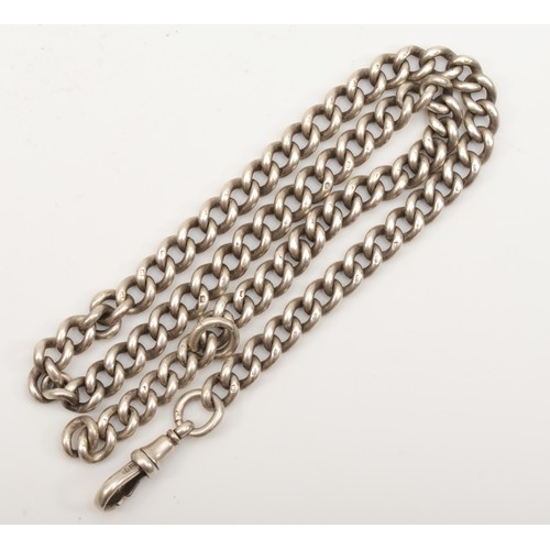 86 - An early 20th century silver pocket watch chain, 42cm, 47gm.