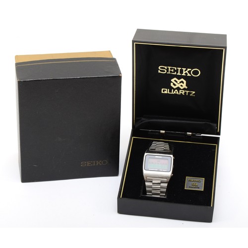 87 - Seiko Quartz LC Digital perpetual calendar wristwatch. M154, boxed with instructions, Seiko metal st... 