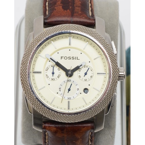 94 - Fossil, a stainless steel Grant Gentleman's chronograph wristwatch, FS4994, together with another Gr... 