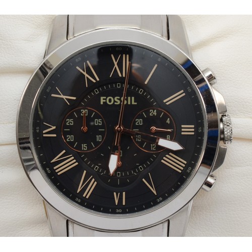 94 - Fossil, a stainless steel Grant Gentleman's chronograph wristwatch, FS4994, together with another Gr... 