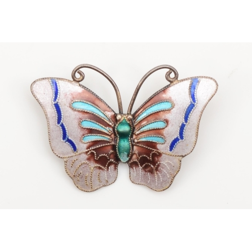 A silver enameled butterfly brooch, stamped s925, 31 x 21mm, 4gm.