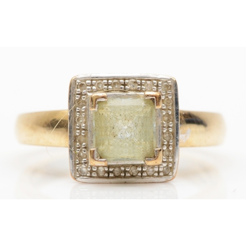 172 - A 9ct gold topaz and diamond cluster ring, stated weight 0.10, P, 3.8gm.