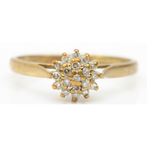 206 - A 9ct gold eight cut diamond cluster ring, K, 1.6gm.