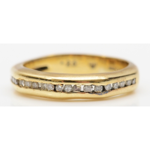 241 - A 9ct gold eight cut diamond half eternity ring, stated weight .25, M, 3.9gm.