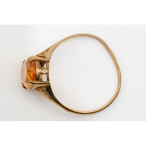 256 - 9ct gold citrine cocktail dress ring, 9 x 8mm, Q, 2gm.