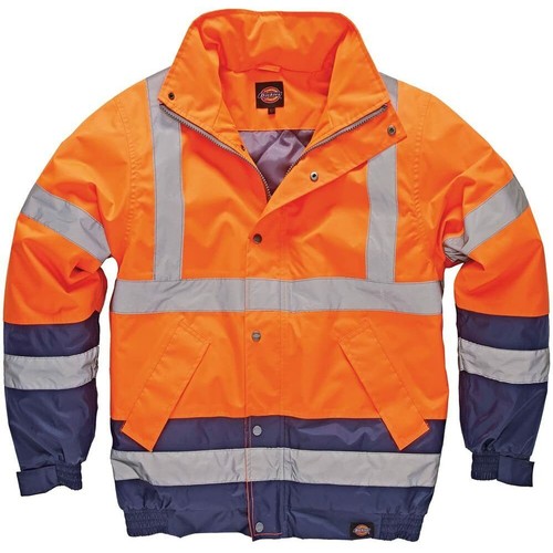 82 - Dickies Hi-viz pilot Jacket waterproof, ENB471, class 3, level 2 safety standard, packaway hood in c... 