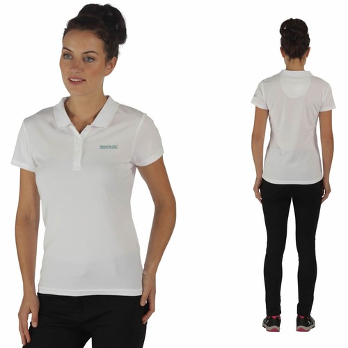 97 - Regatta Active polo sports tops, UPF sun protection, moisture wicking, size 16. White.