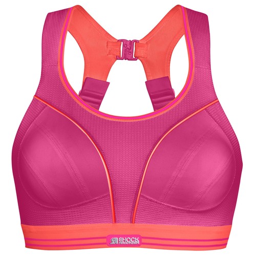 102 - Shock Absorber sports bras, three size 32A. Reduces bounce up to 78%, colours:- 1 x black, 1 x pink,... 