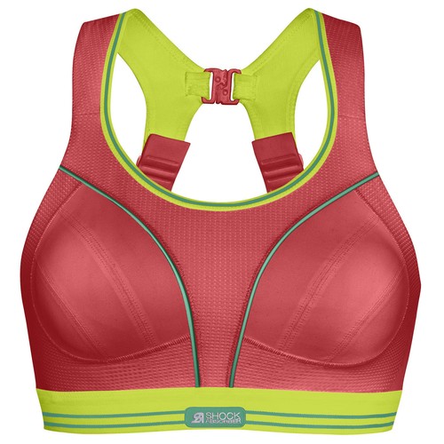 102 - Shock Absorber sports bras, three size 32A. Reduces bounce up to 78%, colours:- 1 x black, 1 x pink,... 