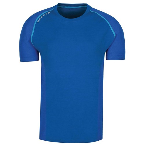 104 - Dare2b, menswear, seamless sports tops, 5 x lightweight, odour absorbing, vented zones, blue, size s... 