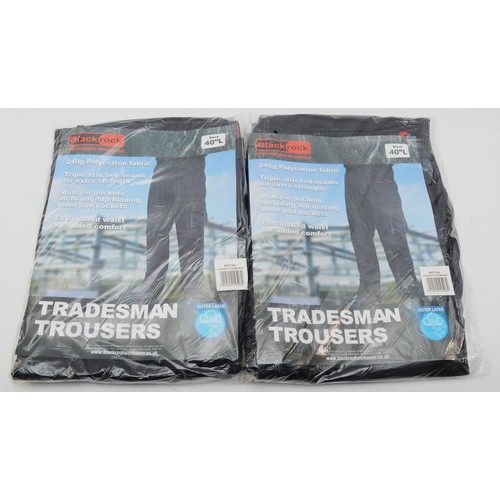 111 - Blackrock Tradesman work trousers, two pairs, Waterproof outer layer,  triple stitched fabric, black... 