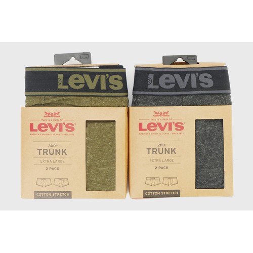 118 - Levis Trunks, four pairs, size XL, 2 x charcoal, 2 x khaki, 2 packs. (2)