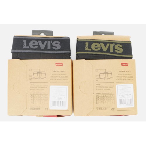 119 - Levis Trunks, four pairs, size small, 2 x 2 packs, charcoal x 2, khaki x 2.