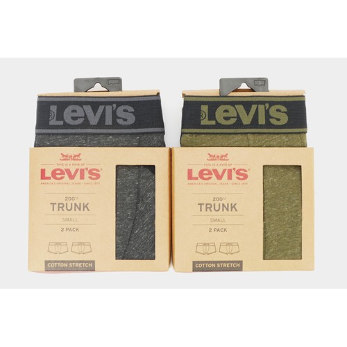 119 - Levis Trunks, four pairs, size small, 2 x 2 packs, charcoal x 2, khaki x 2.