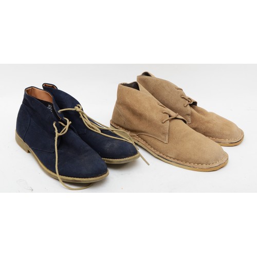 124 - Two pairs of suede boots, blue pair with laces, size 10, light sign of wear. Beige pair, new in bag,... 