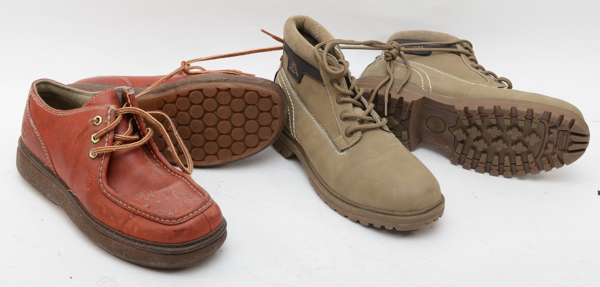 Timberland short boots, reddish brown, laces, size 9. Together with a ...