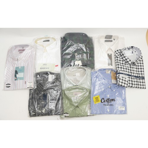 137 - Striped, checked and plain shirts by Blue Harbour, Lee Cooper, Cotton Traders, James Pringle with ot... 