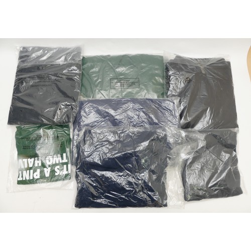 142 - Logo sweatshirts and tops to include:
XXL Unipart rail, navy. 
XL green sweatshirt.
XL Trojan sweats... 