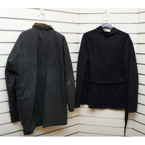 147 - Game, Black wax coat, used, size XXL, together with a Dickies Westfield Green Wax coat, used, size X... 