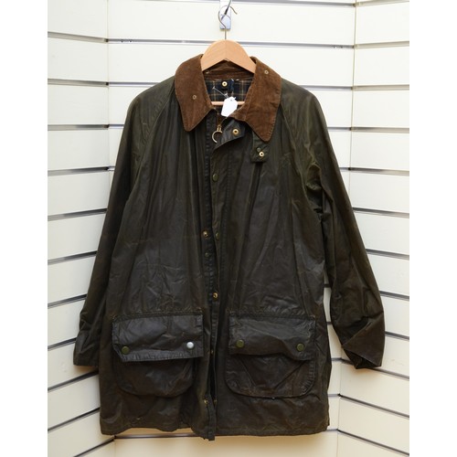 151 - Barbour, brown wax jacket, used good condition, black/yellow check lining, size XXL.