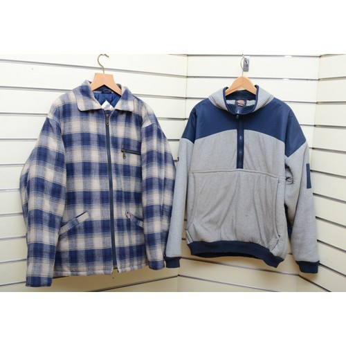 153 - Dickies fleeces, one pullover with quarter zip, grey/blue, size XL. Pre-worn, together with a blue c... 