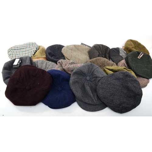 156 - A selection of wool and tweed style caps to include, Failsworth, Joe Brown, Ryedale, Hawkins, King I... 