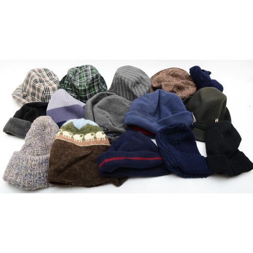 158 - A selection of bucket, beanie and pull on hats to include eight woollen. Together with a Christy's o... 