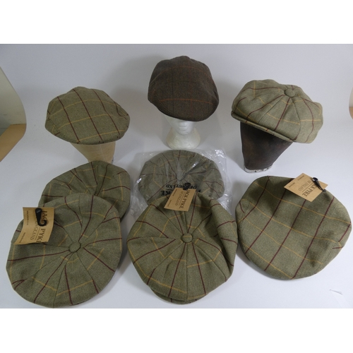 165 - Jack Pyke of England Tweed /wool caps, four new with tags, three with no tags, no sign of wear, styl... 