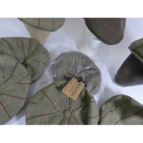 165 - Jack Pyke of England Tweed /wool caps, four new with tags, three with no tags, no sign of wear, styl... 