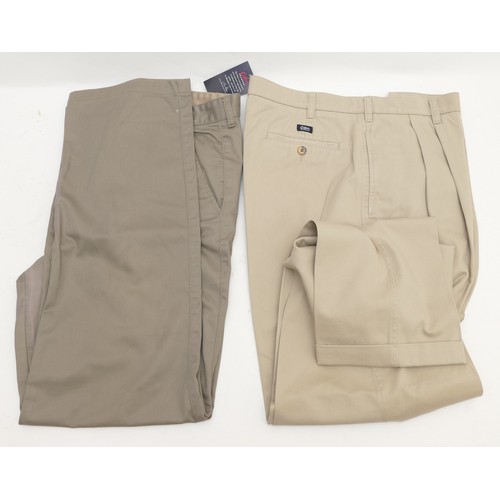 175 - Wrangler Chinos, light signs of wear, pale khaki, size W38 L34.
Cotton Traders, cream turn up chinos... 