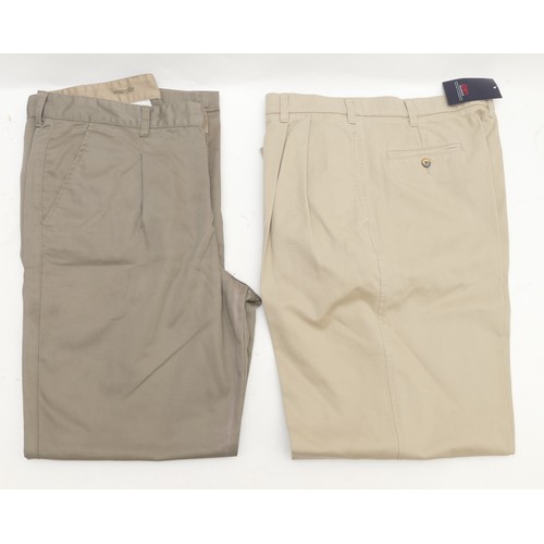 175 - Wrangler Chinos, light signs of wear, pale khaki, size W38 L34.
Cotton Traders, cream turn up chinos... 