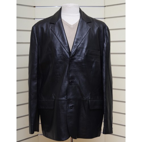 176 - A Lakeland, black fine leather jacket, front button, size 46, as new.